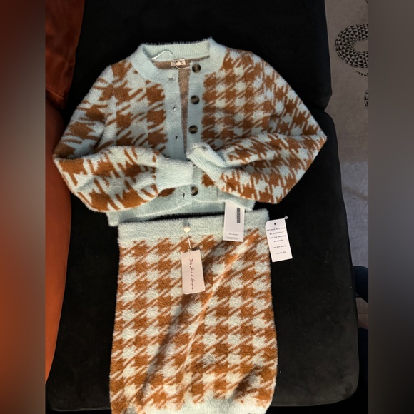 For Love and Lemons Cher cardigan and skirt set-Blue - Picture 3 of 7